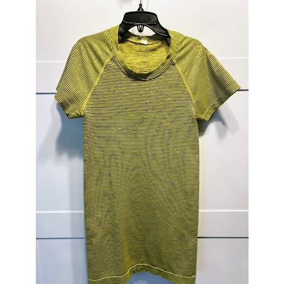 Swiftly Tech Short Sleeve Yellow Dark Gray Stripe Size 2 - Picture 1 of 6